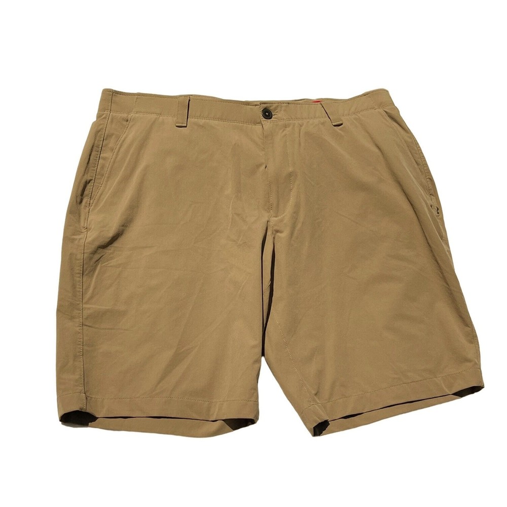 Under Armour UA Mens 40W Brown Flat Match Play Performance Golf Shorts Pockets